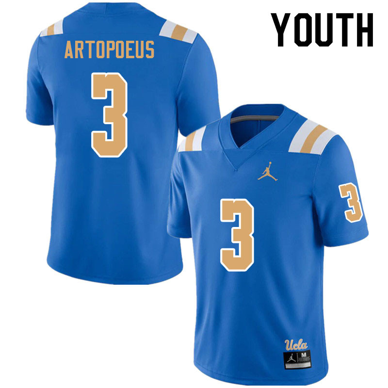 Jordan Brand Youth #3 Chase Artopoeus UCLA Bruins College Football Jerseys Sale-Blue